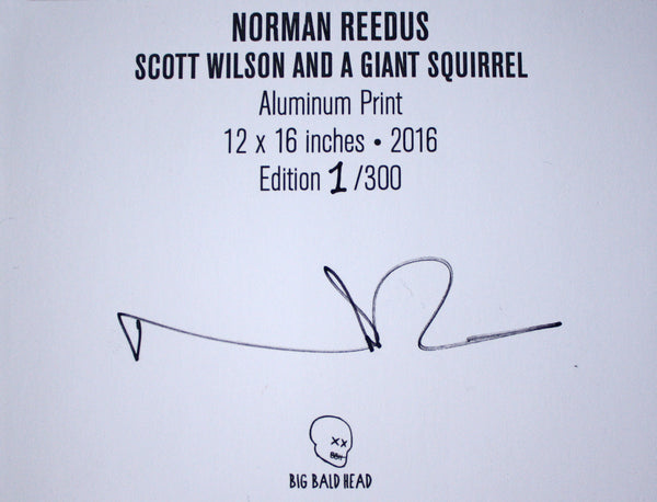 'SCOTT WILSON AND A GIANT SQUIRREL' (Limited Edition Metal Print) (6744831107)